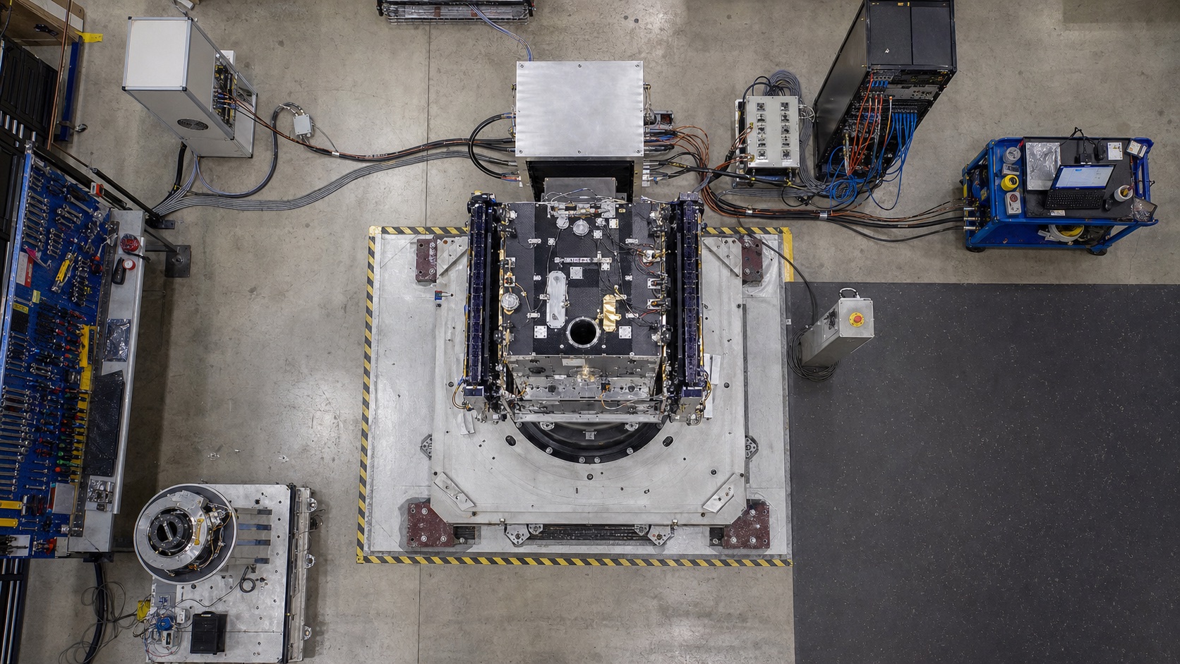 Overhead view of a vibration-test floor